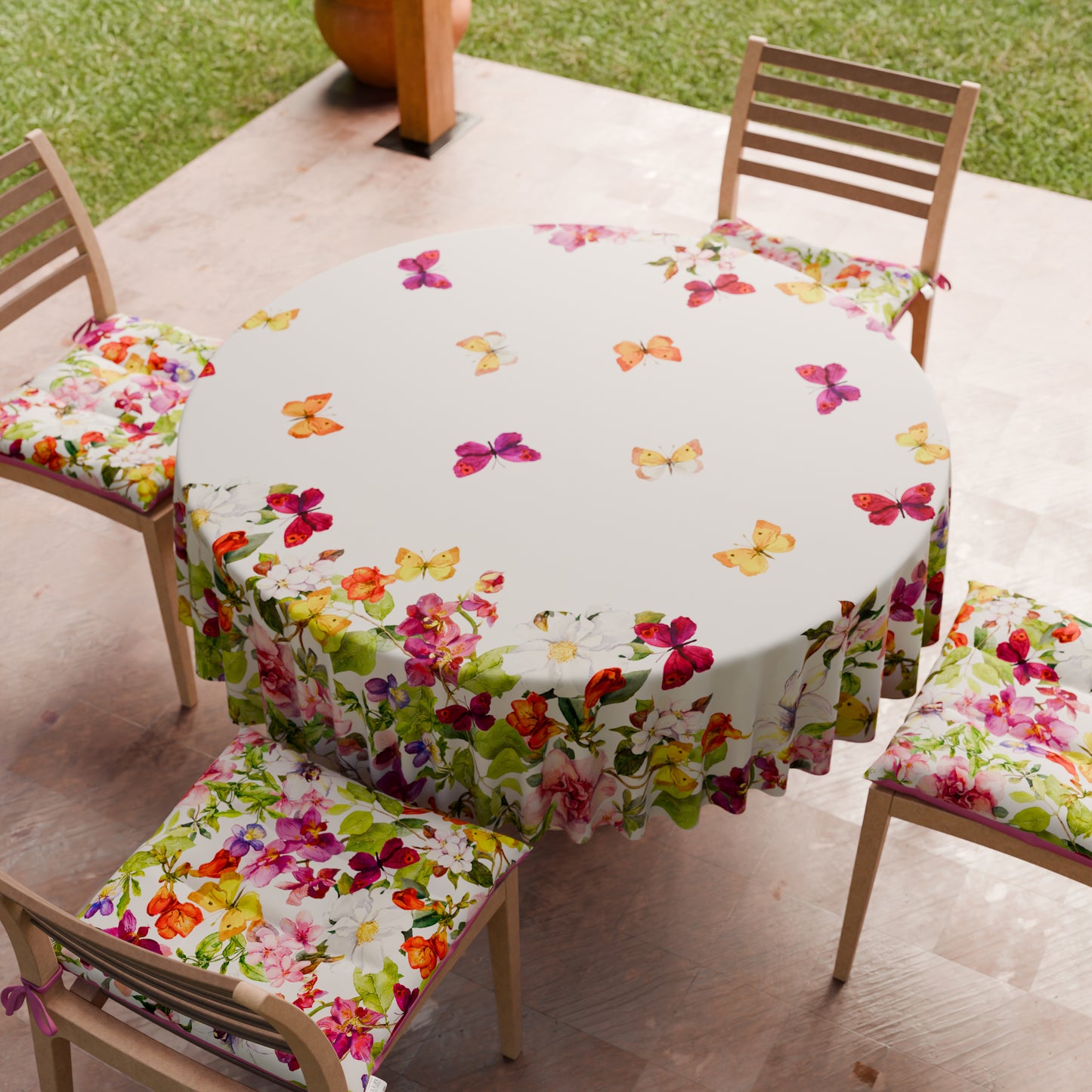 Tovaglia Rotonda Antimacchia Elegante - Ideale per cucina e sala da pranzo - Farfalle