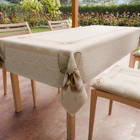 Tovaglia Antimacchia Fiocco Beige Stampa Digitale 4K Made in Italy | PETTI