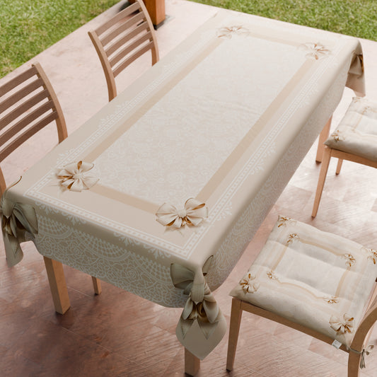 Tovaglia da tavola Antimacchia, Copritavolo da Cucina, Fiocco Beige