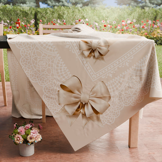 Tovaglia da tavola Antimacchia, Copritavolo da Cucina, Fiocco Beige