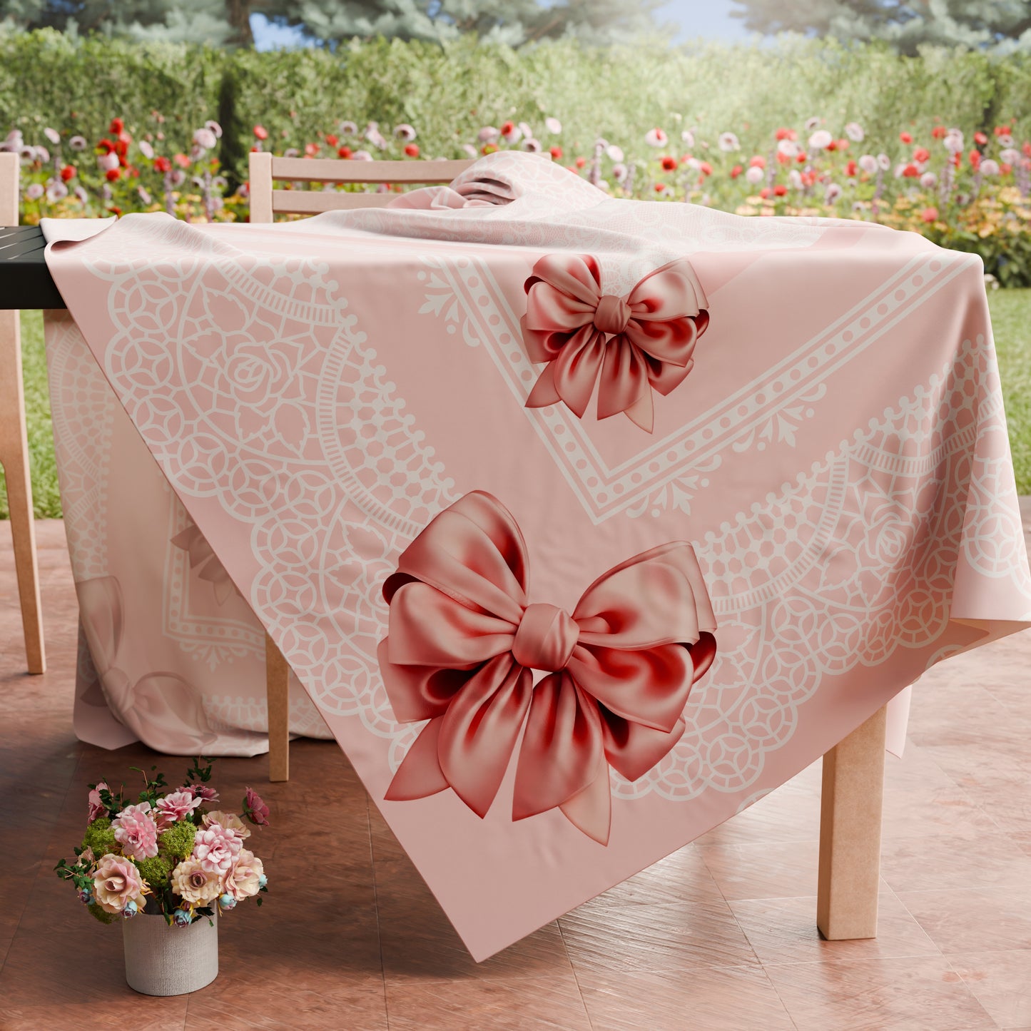 Tovaglia da tavola Antimacchia, Copritavolo da Cucina, Fiocco Rosa