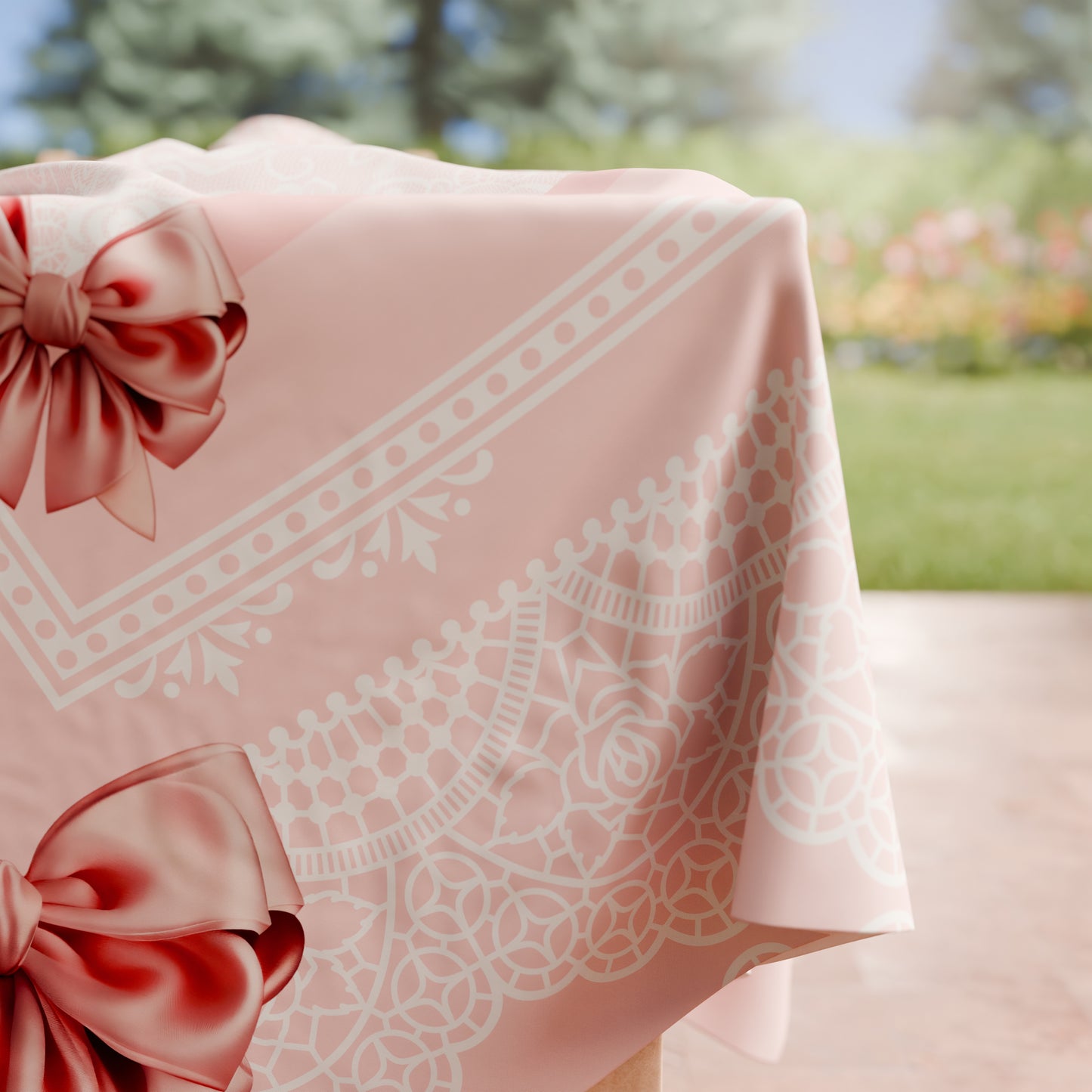 Tovaglia da tavola Antimacchia, Copritavolo da Cucina, Fiocco Rosa