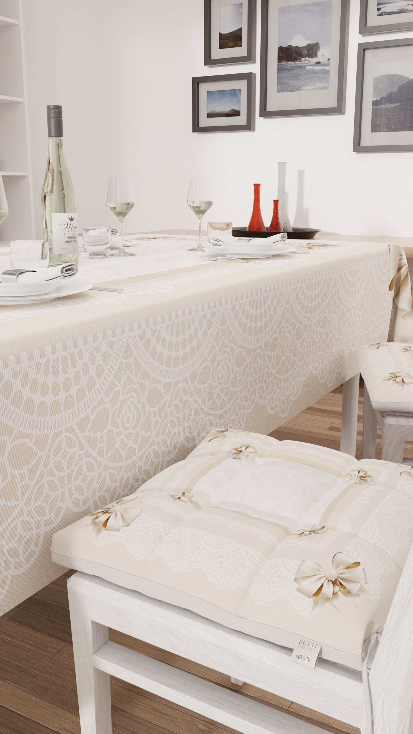 Cuscini per Sedie Coprisedia 6 Pezzi Fiocco Beige