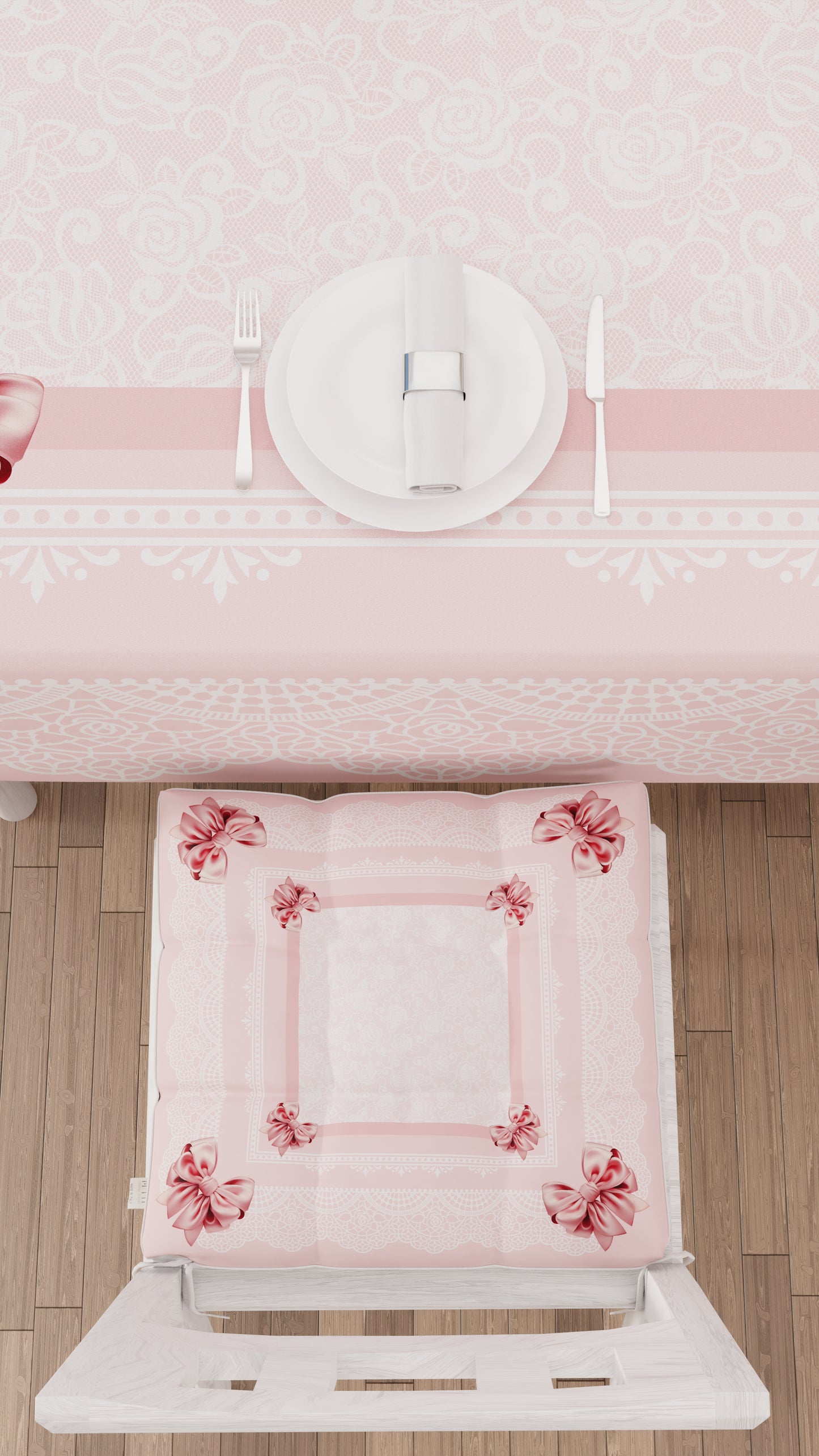 Cuscini per Sedie Coprisedia 6 Pezzi Fiocco Rosa