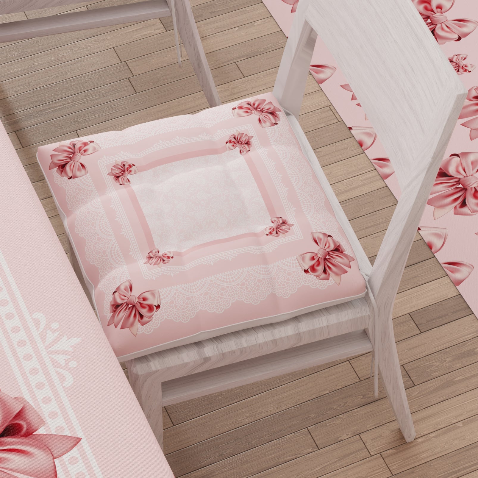Cuscini per Sedie Cucina 6 Pezzi Fiocco Rosa Stampa Digitale 4K Made in Italy | PETTI