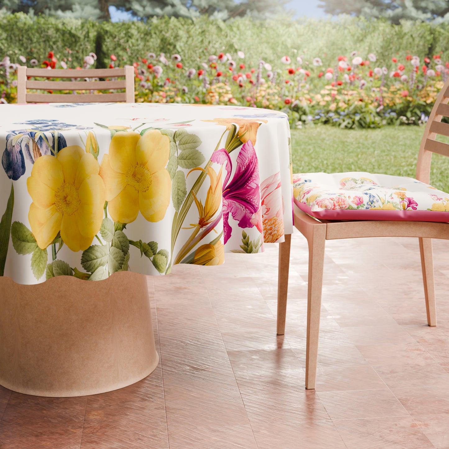 Nappe ronde élégante anti-taches - Idéale pour cuisine et salle à manger - Florale 30