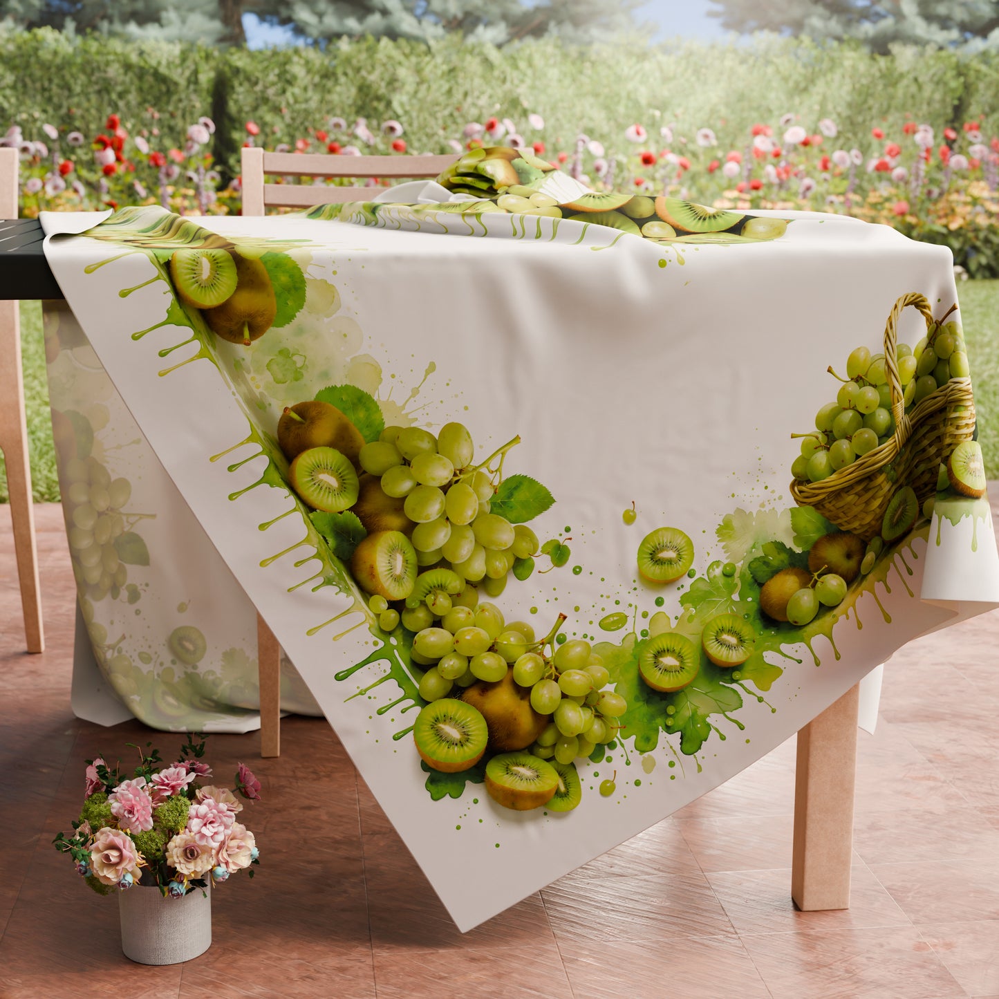 Tovaglia da tavola Antimacchia, Copritavolo da Cucina Fruit - Kiwi e Uva