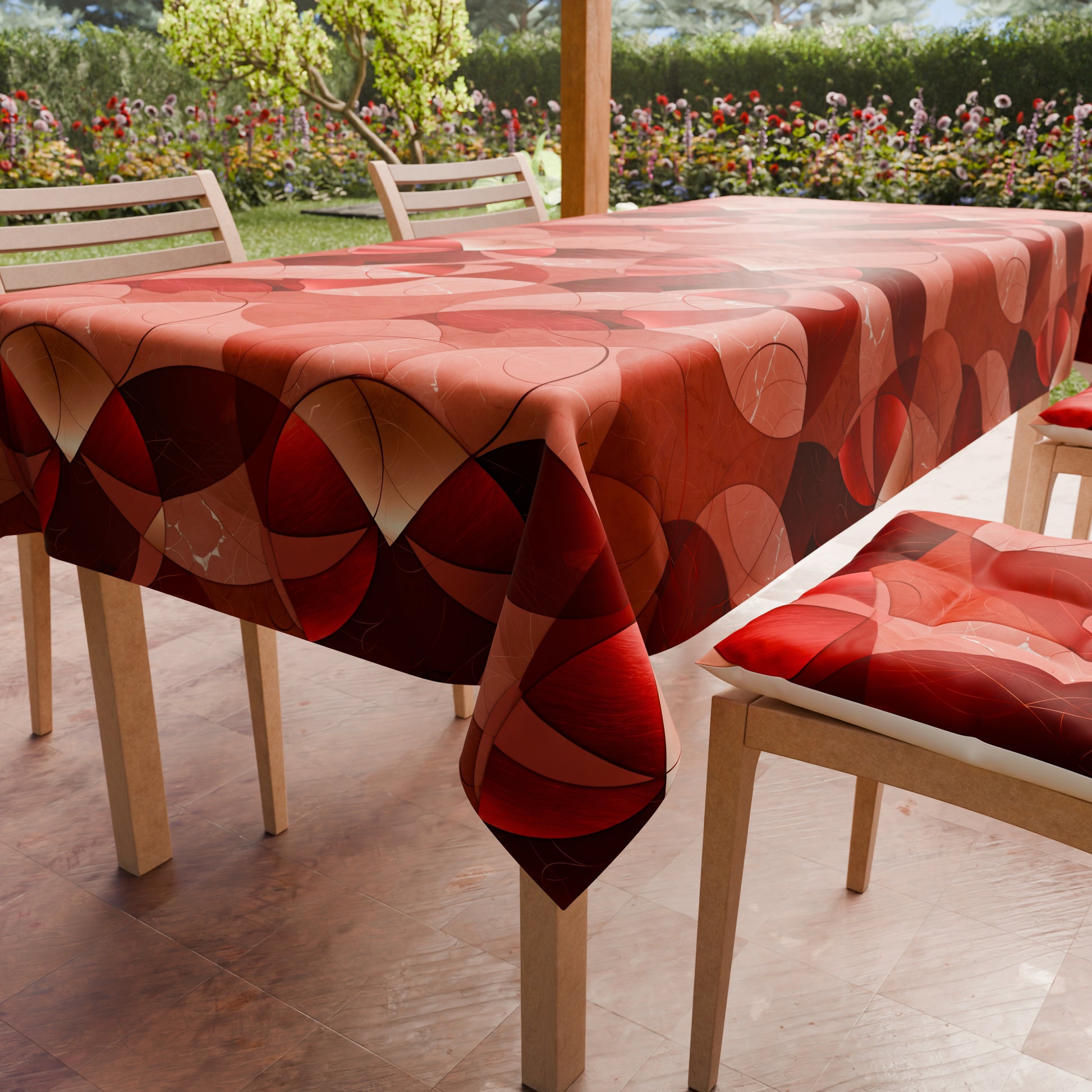 Promo Cucina Geo Cerchio Rosso Tovaglia in Stampa Digitale + Tovaglia Trasparente + Runner in Omaggio.