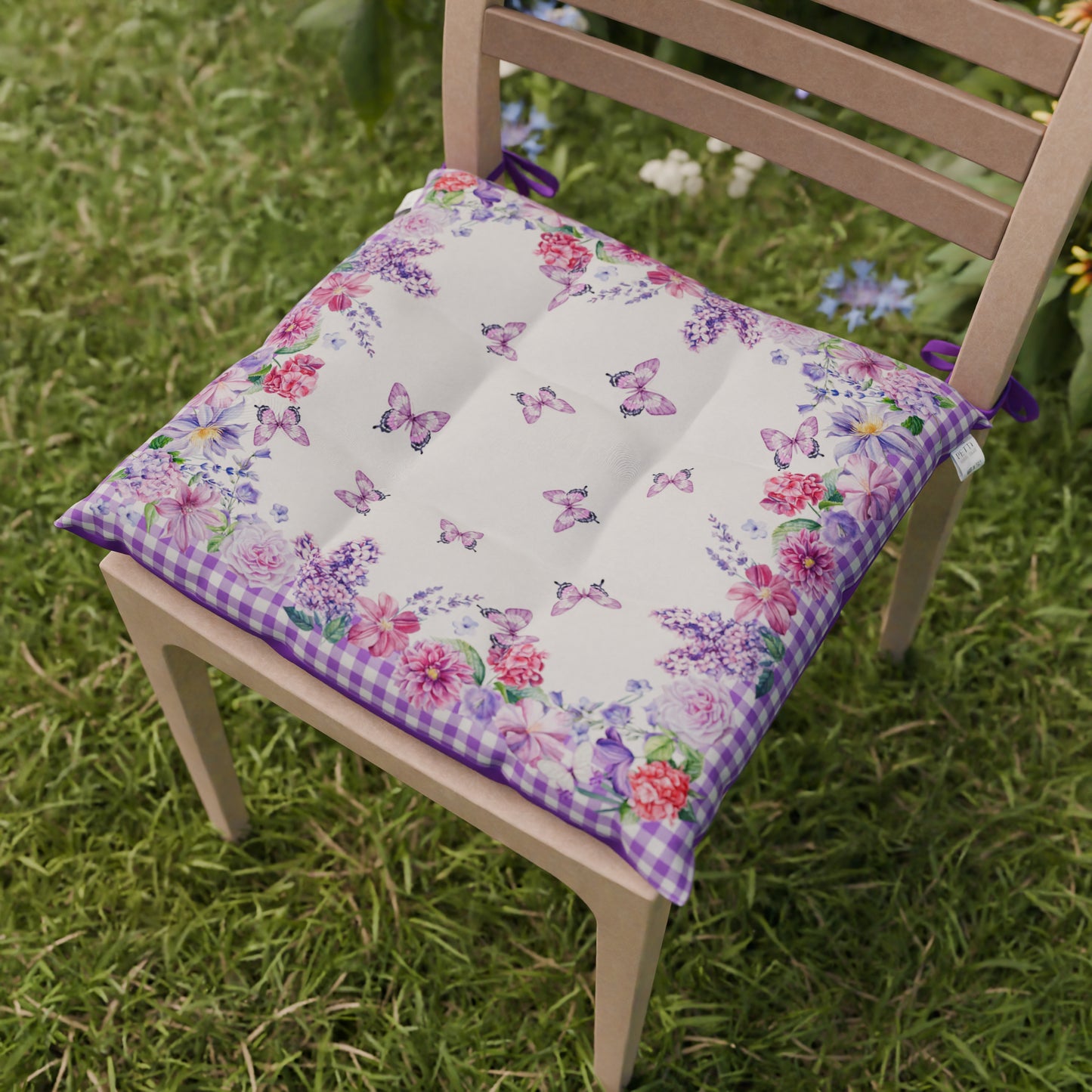 Coussins de Pâques pour chaises housses de chaise Pâques 6 pièces Vichy Violet