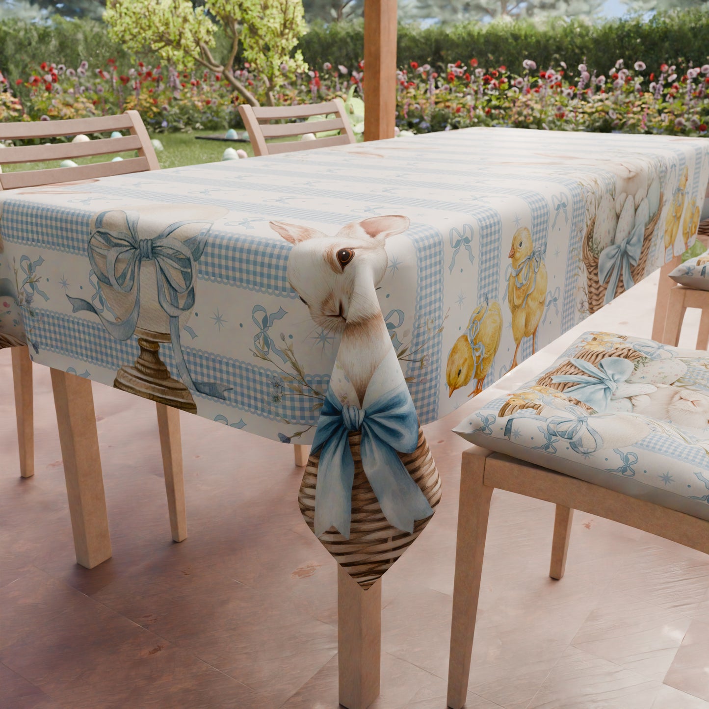 Nappe de Pâques anti-taches, nappe de cuisine Pâques White Bunny