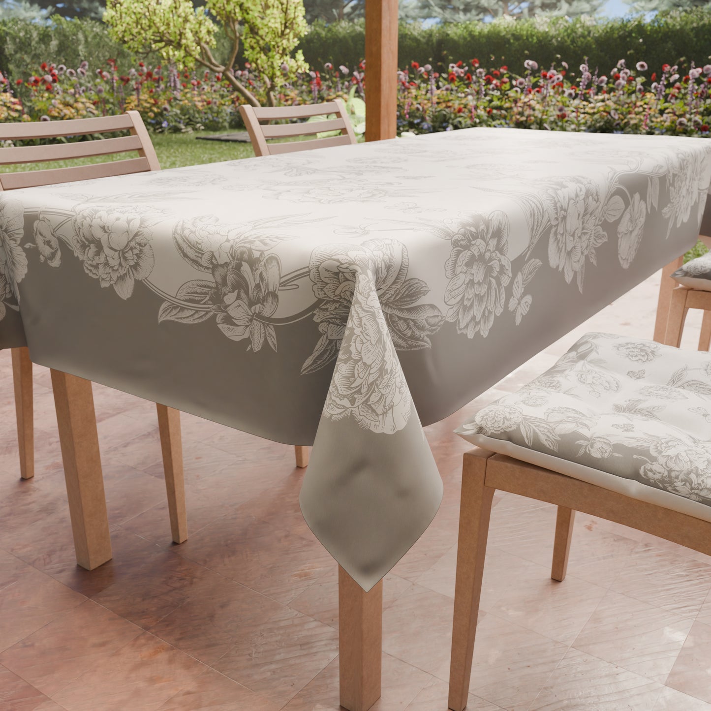 Promo Cucina Peonie Grigio Tovaglia in Stampa Digitale + Tovaglia Trasparente + Runner in Omaggio