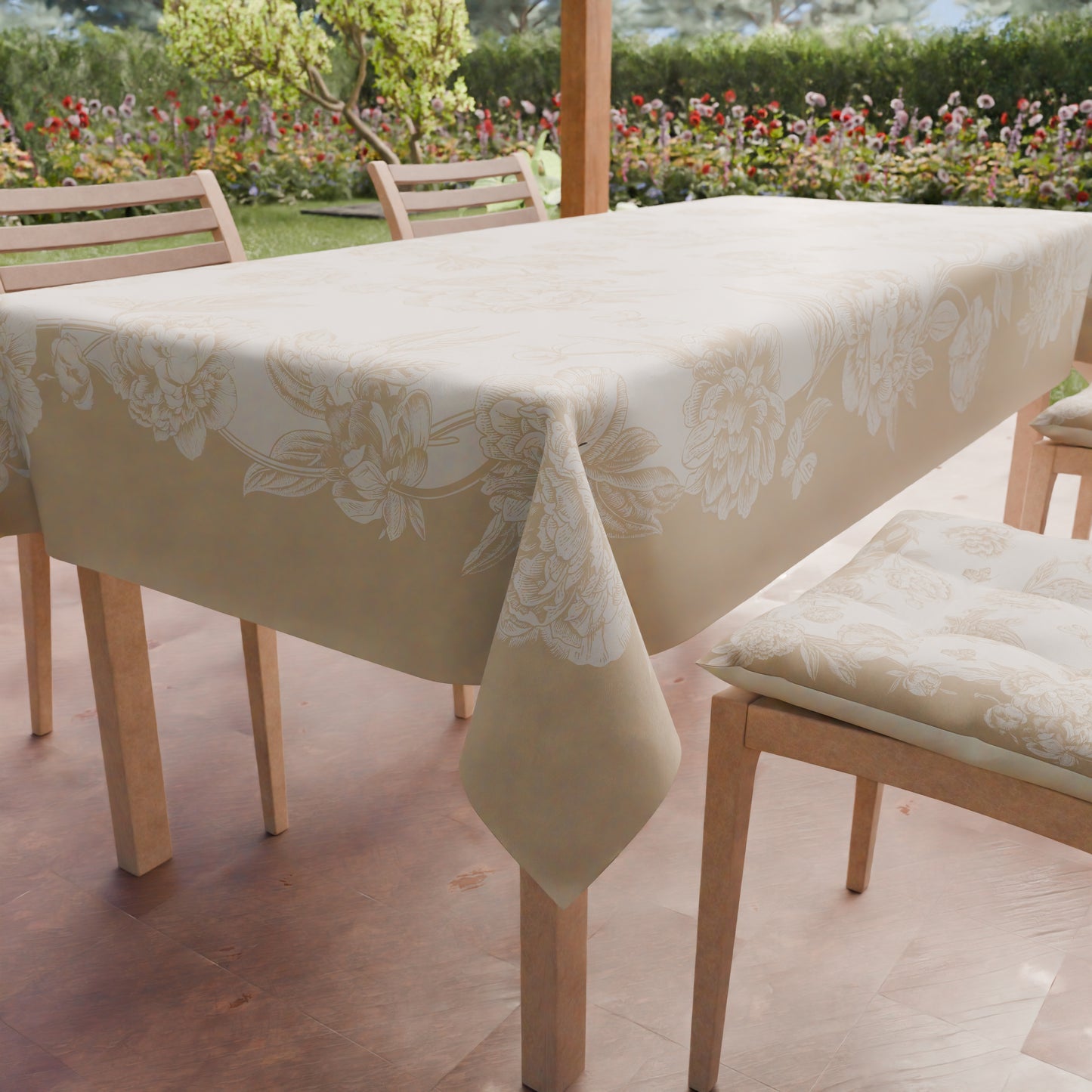 Promo Cucina Peonie Beige Tovaglia in Stampa Digitale + Tovaglia Trasparente + Runner in Omaggio.