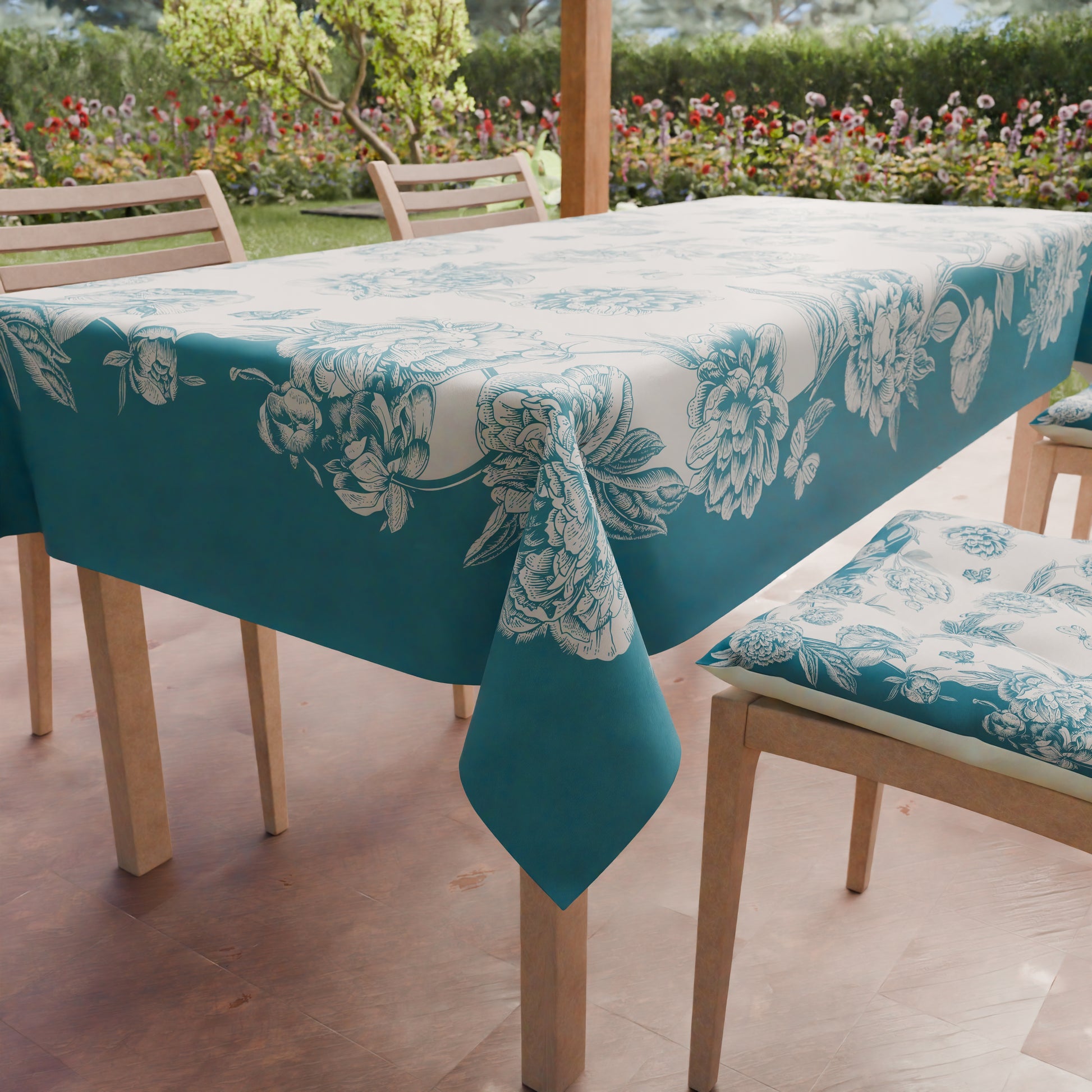 Promo Cucina Peonie Ottanio Tovaglia in Stampa Digitale + Tovaglia Trasparente + Runner in Omaggio.