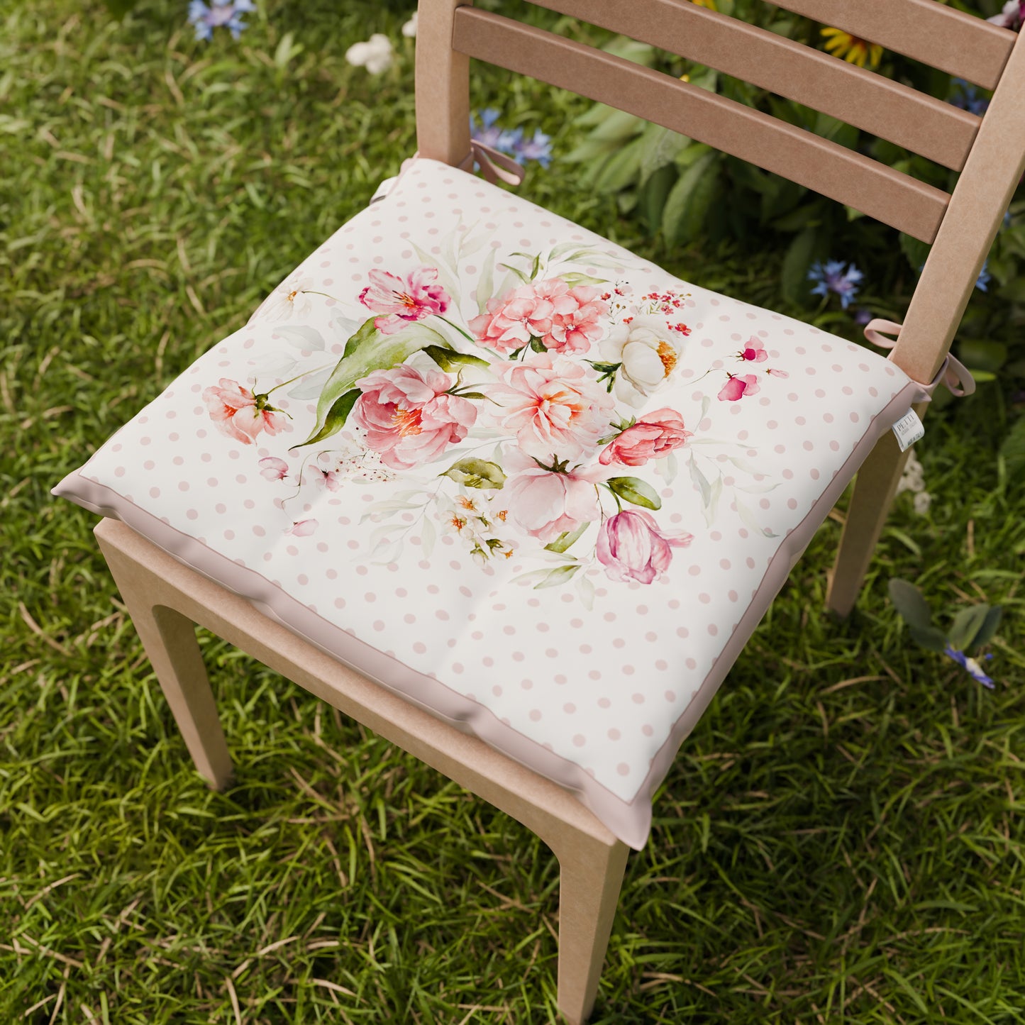 Cuscini per Sedie Cucina 6 Pezzi Shabby Pois Cipria Made in Italy | PETTI