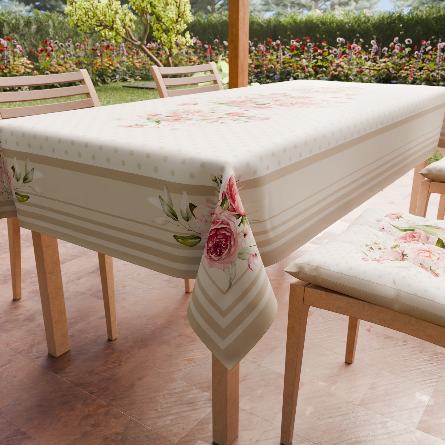 Promo Cucina Shabby Pois Beige Tovaglia in Stampa Digitale + Tovaglia Trasparente + Runner in Omaggio.