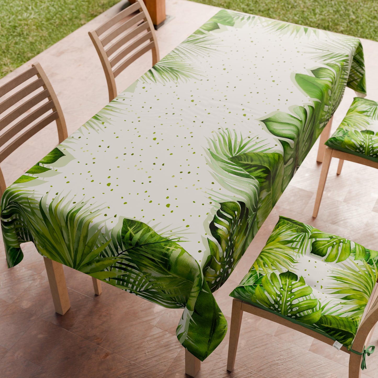 Stain-resistant tablecloth, kitchen table cover, tropical leaf