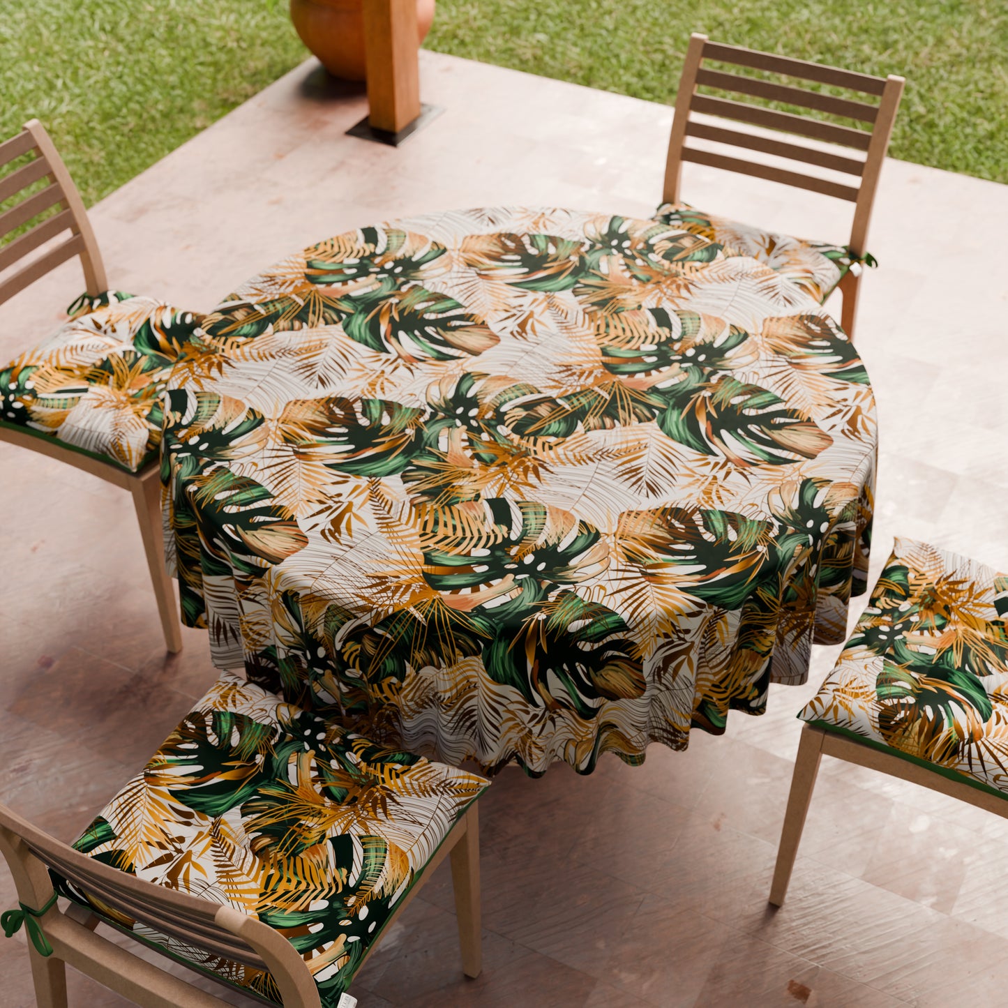 Nappe Ronde Anti-taches Élégante - Idéale pour cuisine et salle à manger - Tropical 04