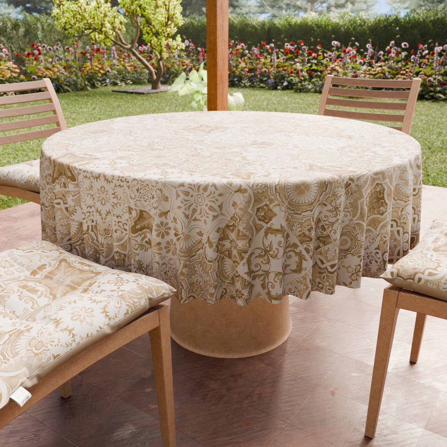 Tovaglia Rotonda Antimacchia Elegante - Ideale per cucina e sala da pranzo - Vietri Tortora