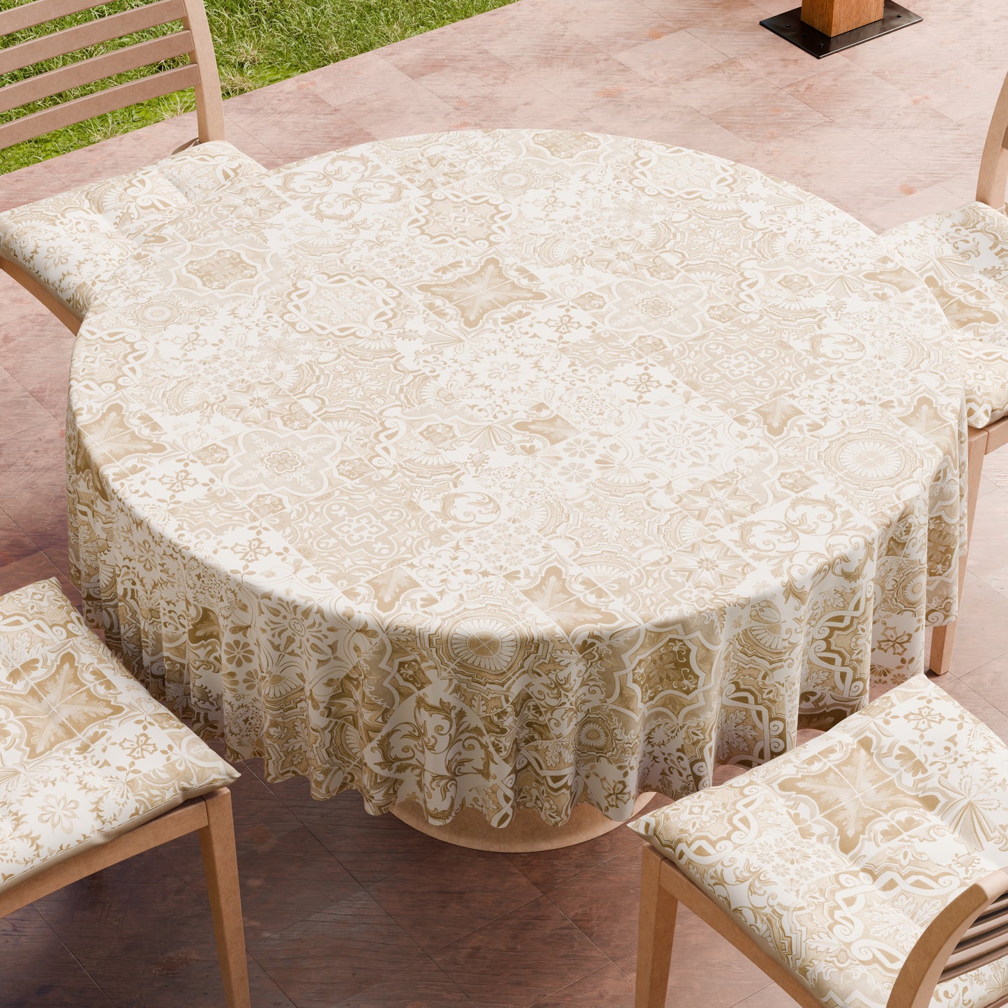 Tovaglia Rotonda Antimacchia Elegante - Ideale per cucina e sala da pranzo - Vietri Tortora