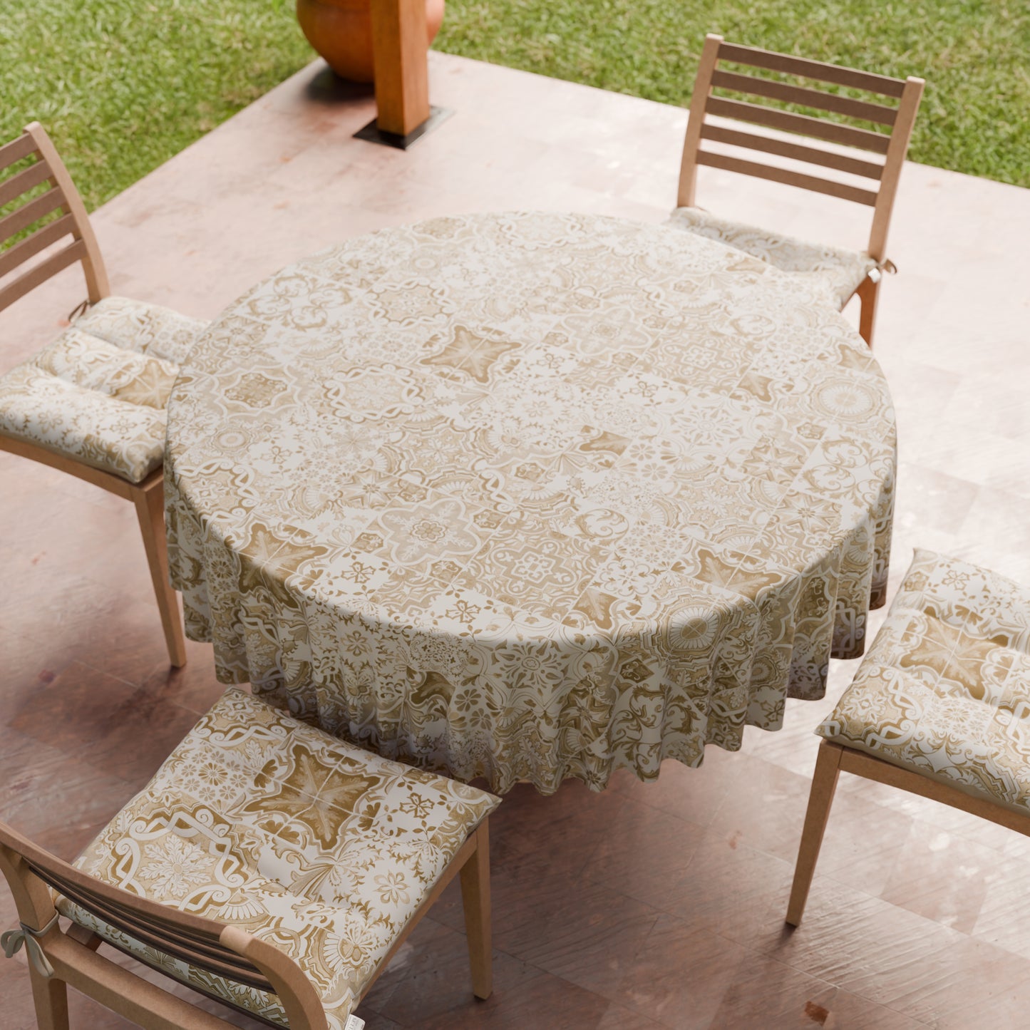 Tovaglia Rotonda Antimacchia Elegante - Ideale per cucina e sala da pranzo - Vietri Tortora