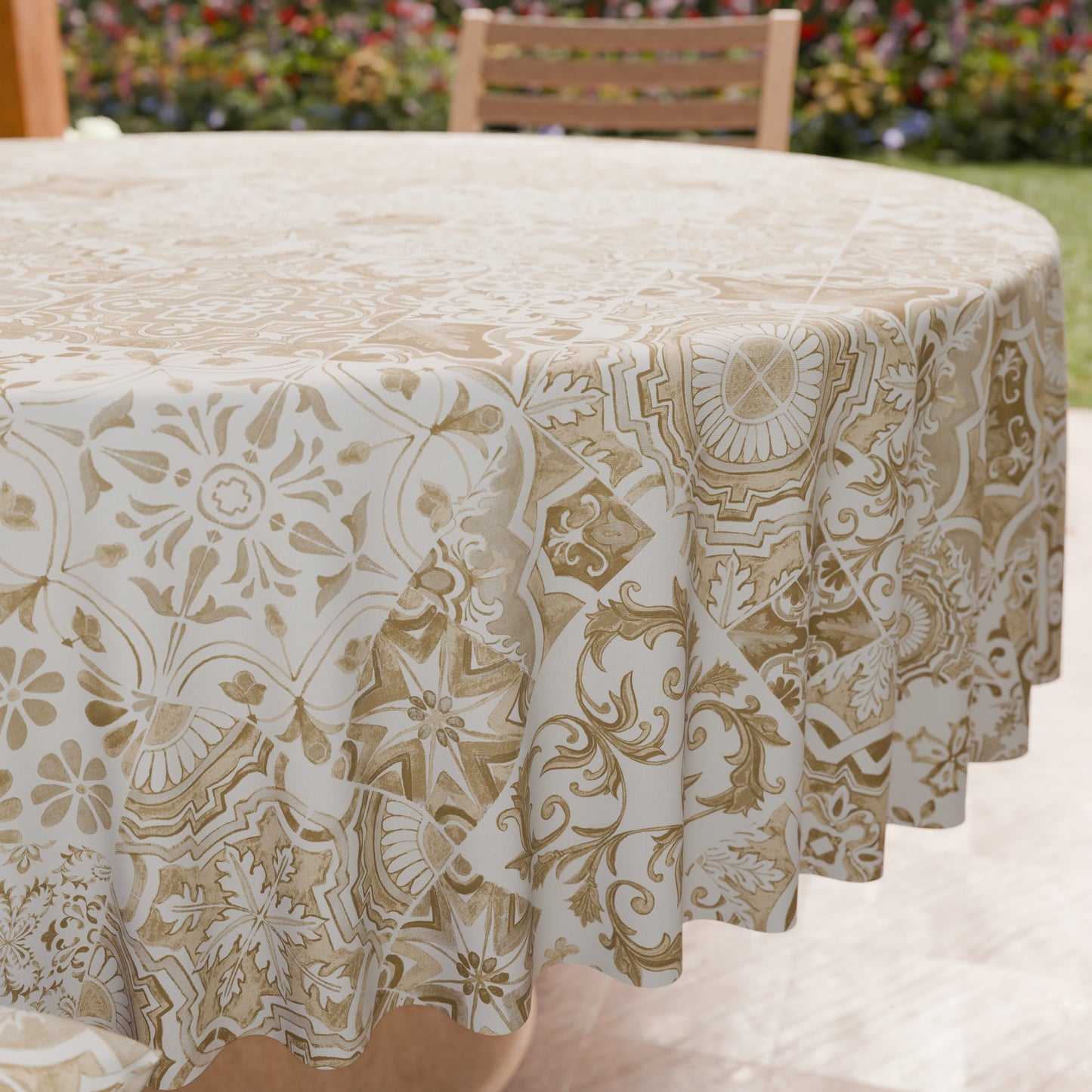 Tovaglia Rotonda Antimacchia Elegante - Ideale per cucina e sala da pranzo - Vietri Tortora