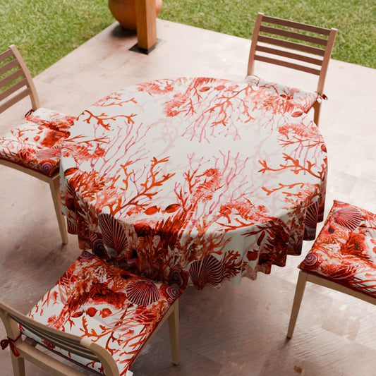 Tovaglia Rotonda Antimacchia Elegante - Ideale per cucina e sala da pranzo - Corallo Rosso