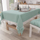 Tovaglia da Tavola Shabby Chic Copritavolo con Pizzo e Fiocchi Verde Acqua