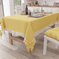 Tovaglia da Tavola Shabby Chic Copritavolo con Pizzo e Fiocchi Giallo