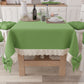 Tovaglia da Tavola Shabby Chic Copritavolo con Pizzo e Fiocchi Verde