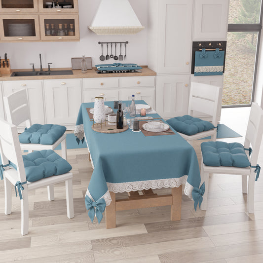 Cuscini per Sedie Coprisedia Shabby Chic Tinta Unita Blu Avion