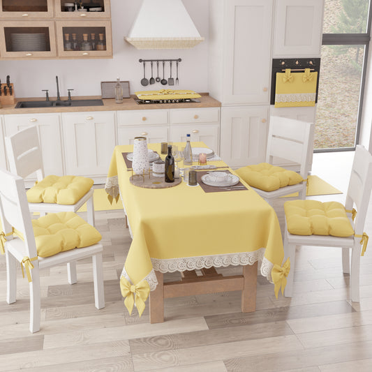 Copriforno Elegante Shabby Chic con Pizzo e Fiocchi Giallo