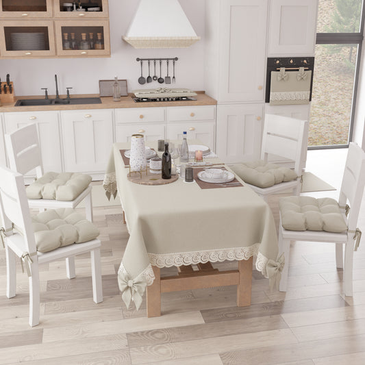 Coprifornello Coprifuochi Shabby Chic con Pizzo e Fiocco Beige