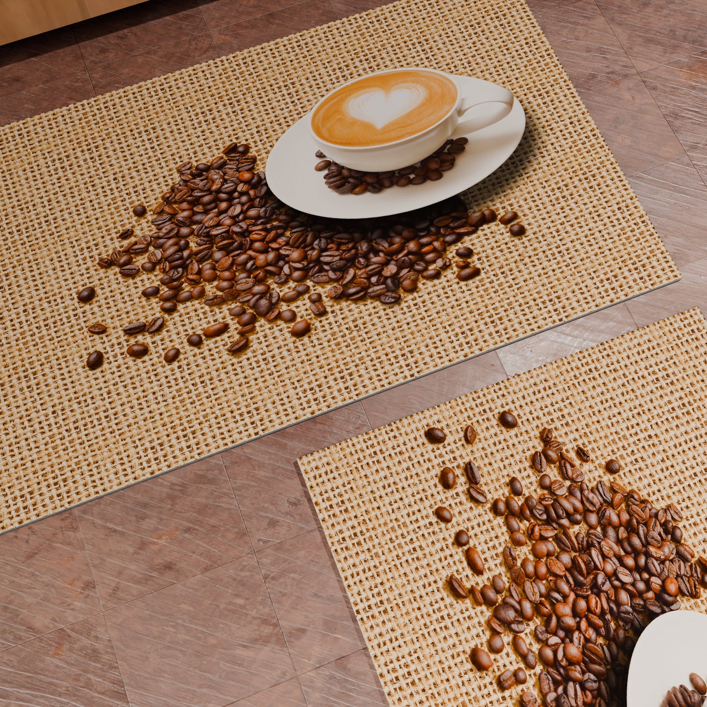 Non-Slip Kitchen Rug Washable Kitchen Rug, Coffee Beige
