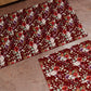 Tapis de cuisine antidérapant couloir de cuisine lavable, Floral-07-Bordeaux