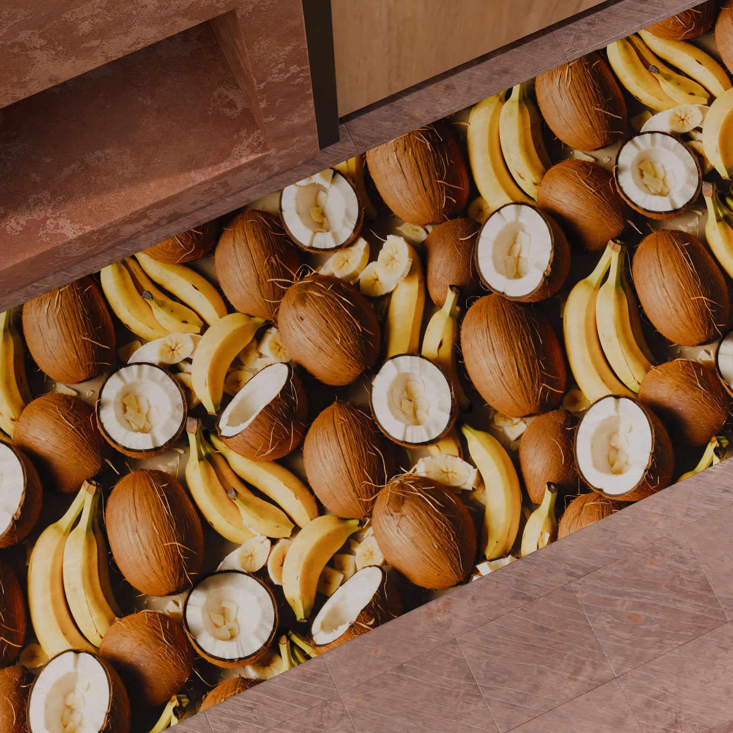 Tappeto Cucina Antiscivolo Passatoia Cucina lavabile, Cucina Fruit - Cocco e Banana