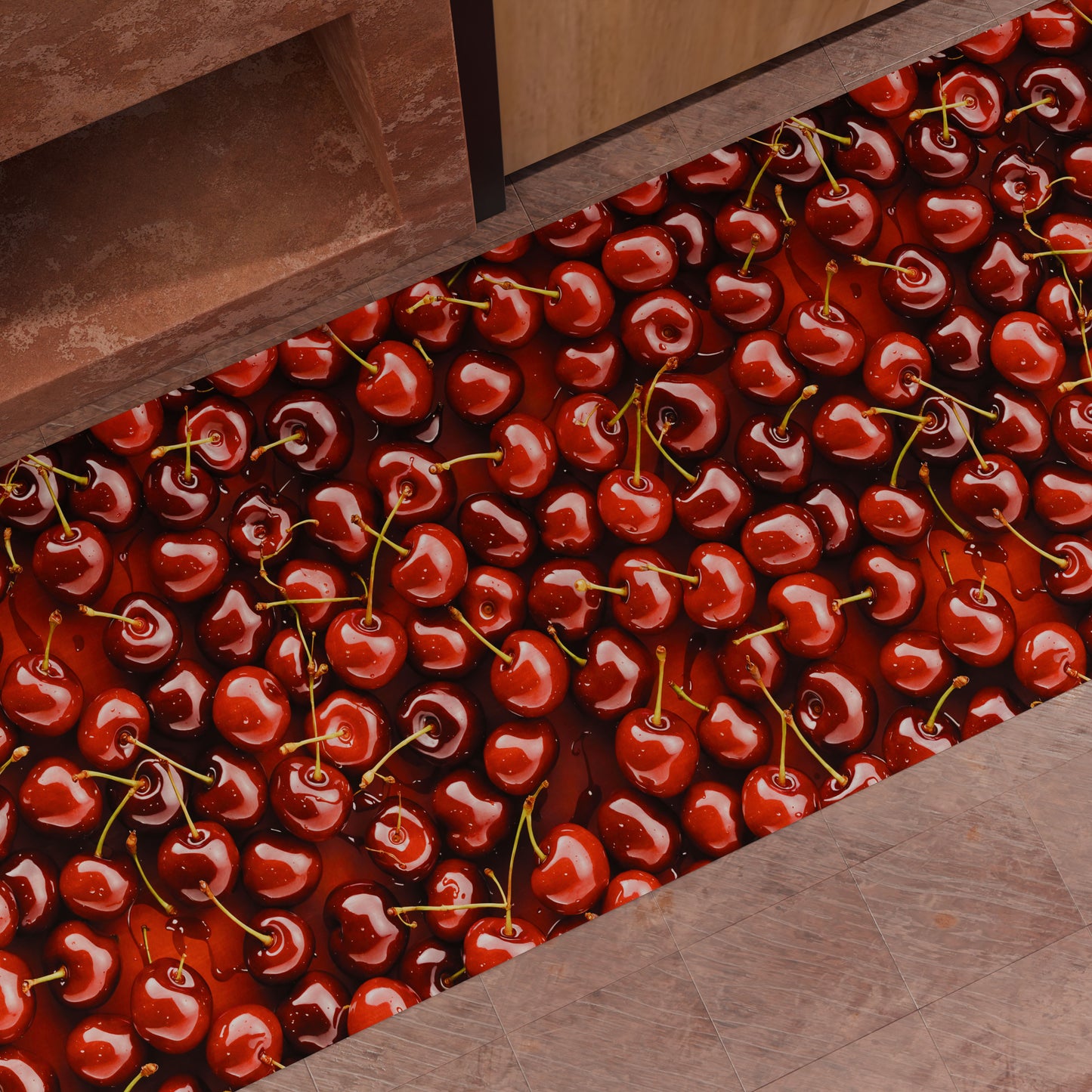Tappeto Cucina Antiscivolo Passatoia Cucina lavabile, Cucina Fruit - Ciliegia