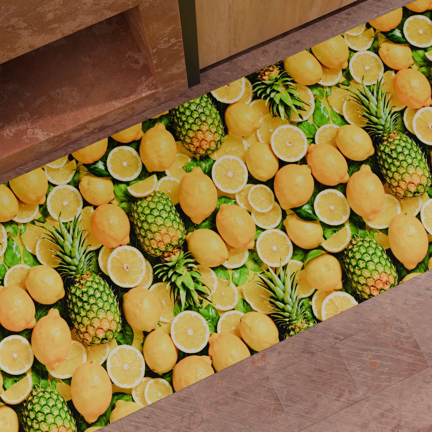 Tappeto Cucina Antiscivolo Passatoia Cucina lavabile, Cucina Fruit - Limone e Ananas