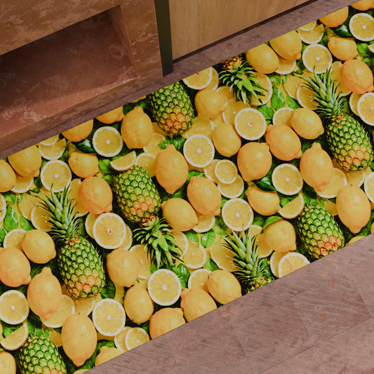 Tappeto Cucina Antiscivolo Passatoia Cucina lavabile, Cucina Fruit - Limone e Ananas