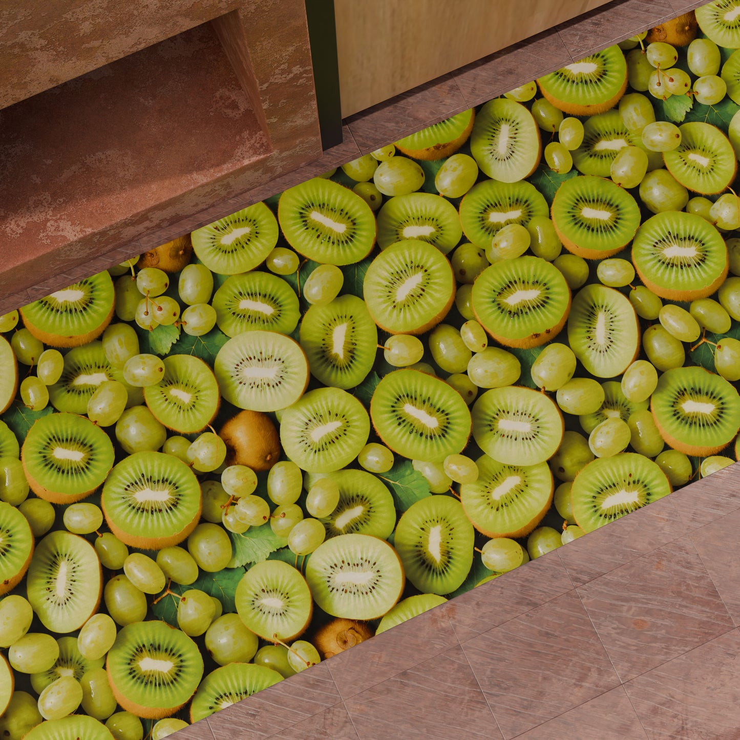 Tappeto Cucina Antiscivolo Passatoia Cucina lavabile, Cucina Fruit - Kiwi e Uva