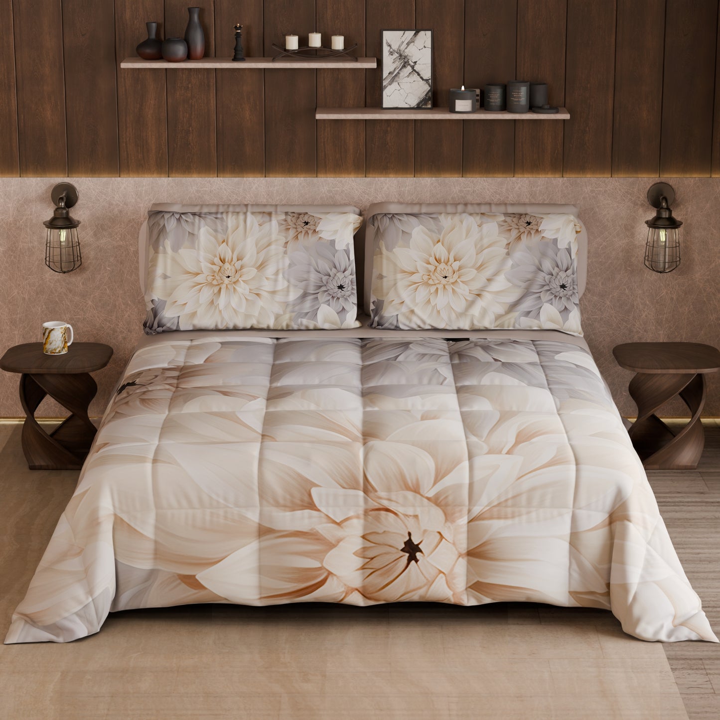 Couette, Edredon Double, Simple, 1 place et demie Floral F25