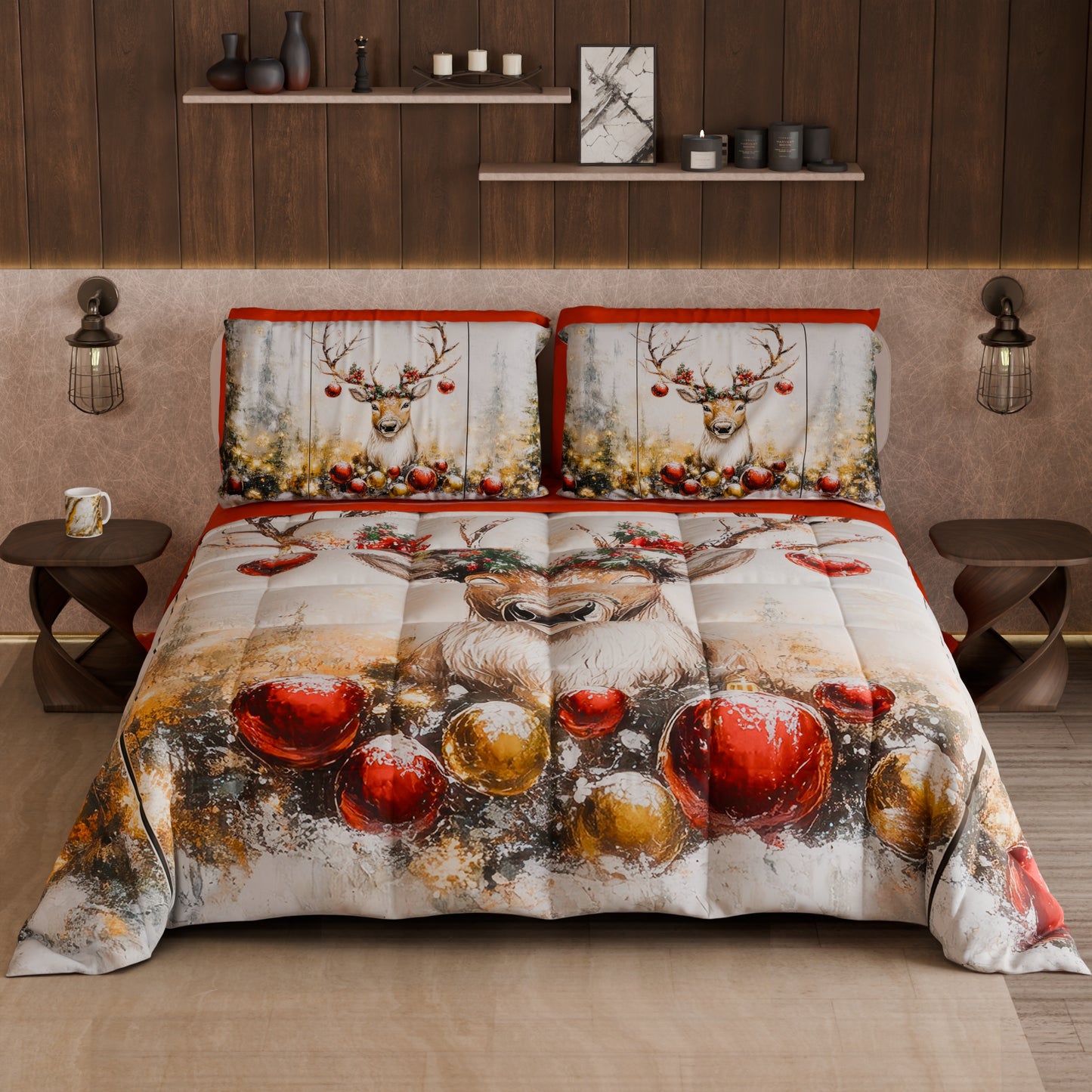 Couette double Noël, Simple, Une place et demie Renne