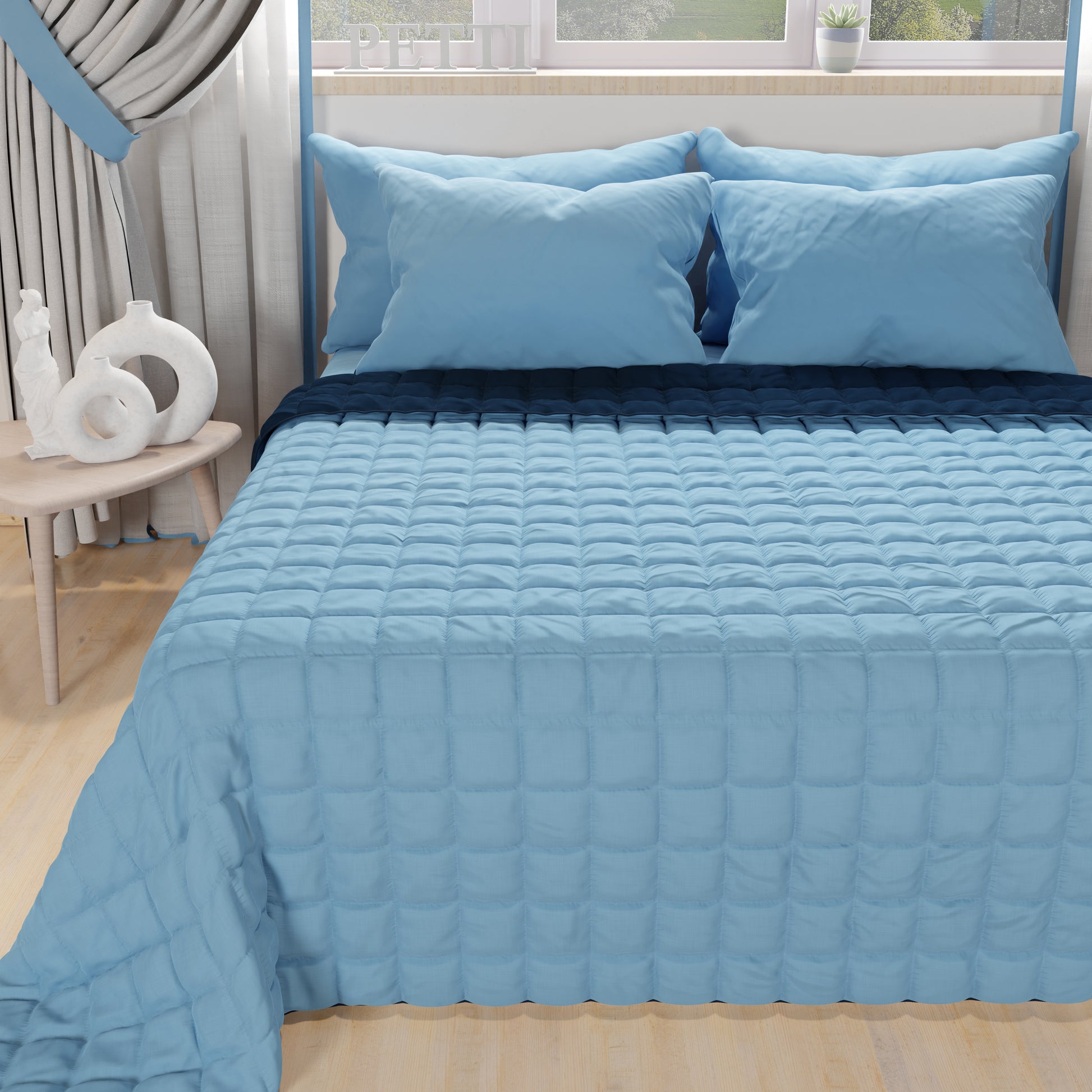 Trapuntino Primaverile Autunnale Double Face Celeste Blu Made in Italy | PETTI