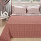 Courtepointe unie rose clair-rose foncé + draps assortis et taie d'oreiller numérique