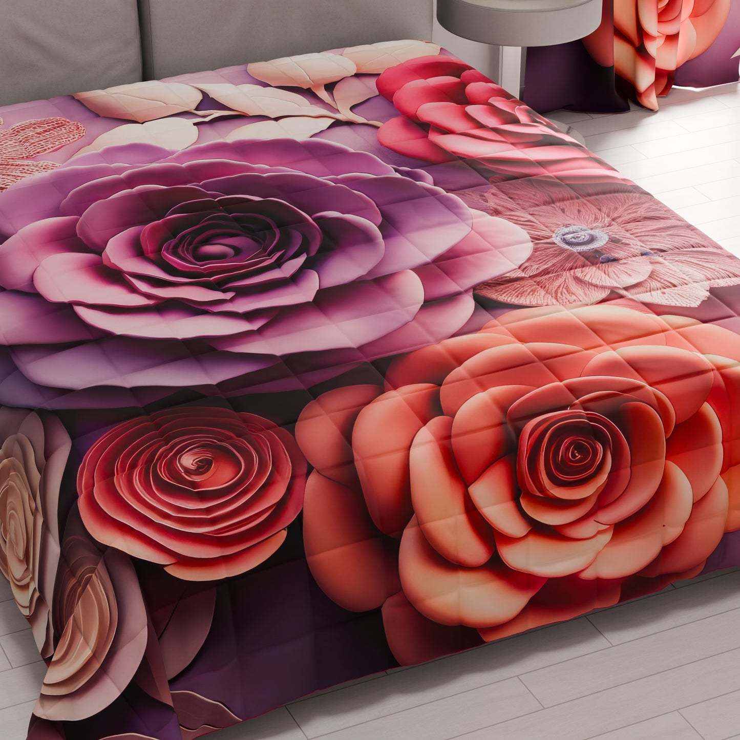 Courtepointe Printanière Automnale en Impression Digitale Florale 05-17