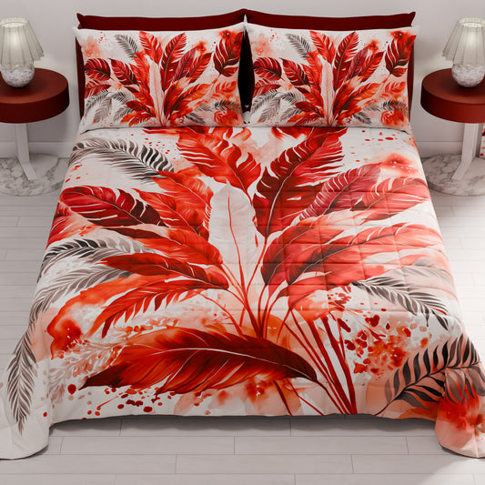 Couvre-lit matelassé printanier et automnal en impression numérique Palmwater Rouge