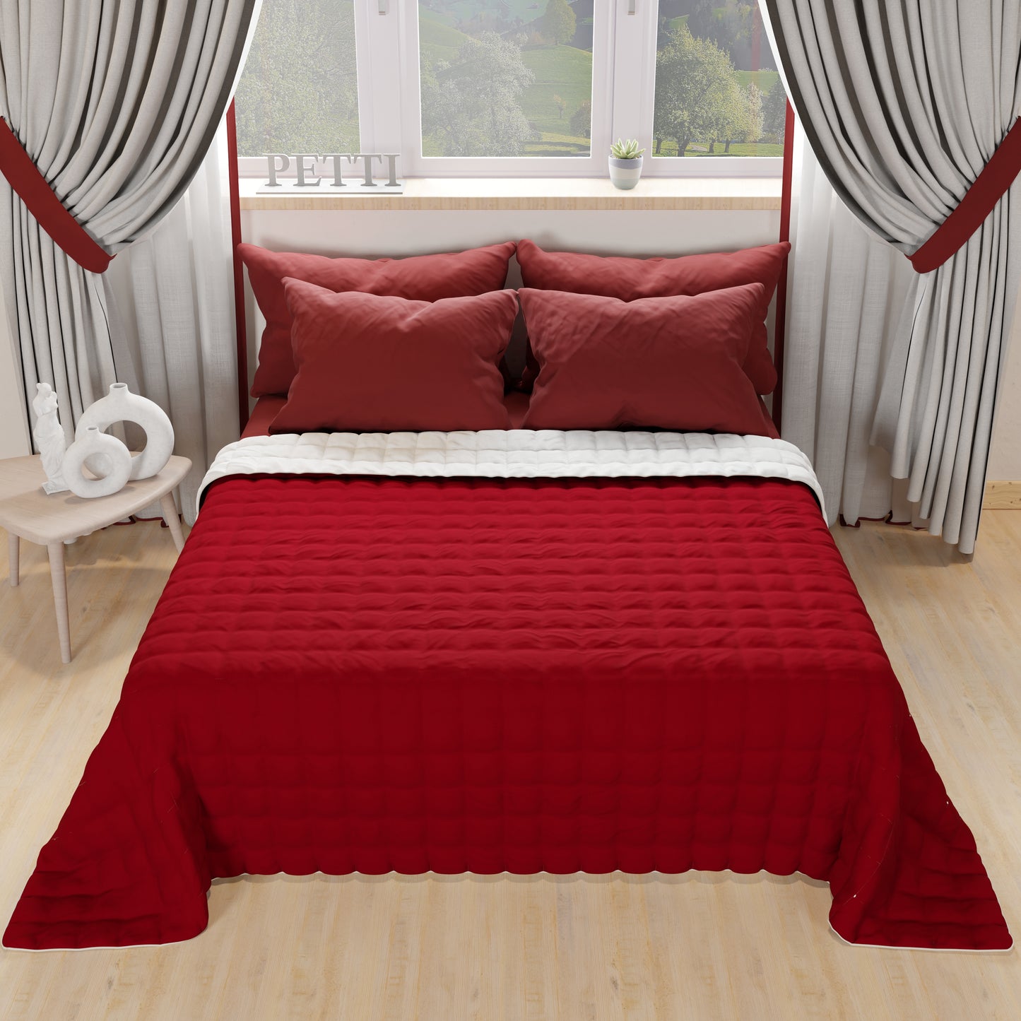 Trapuntino Copriletto Primaverile Autunnale Double Face Tortora Bordeaux