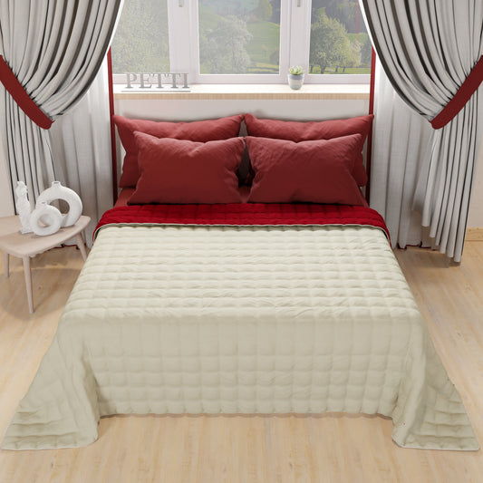 Trapuntino Copriletto Primaverile Autunnale Double Face Tortora Bordeaux