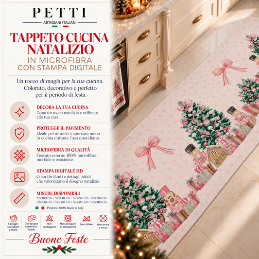 Non-slip Christmas Kitchen Rug, Washable Kitchen Runner, Pink Soldiers