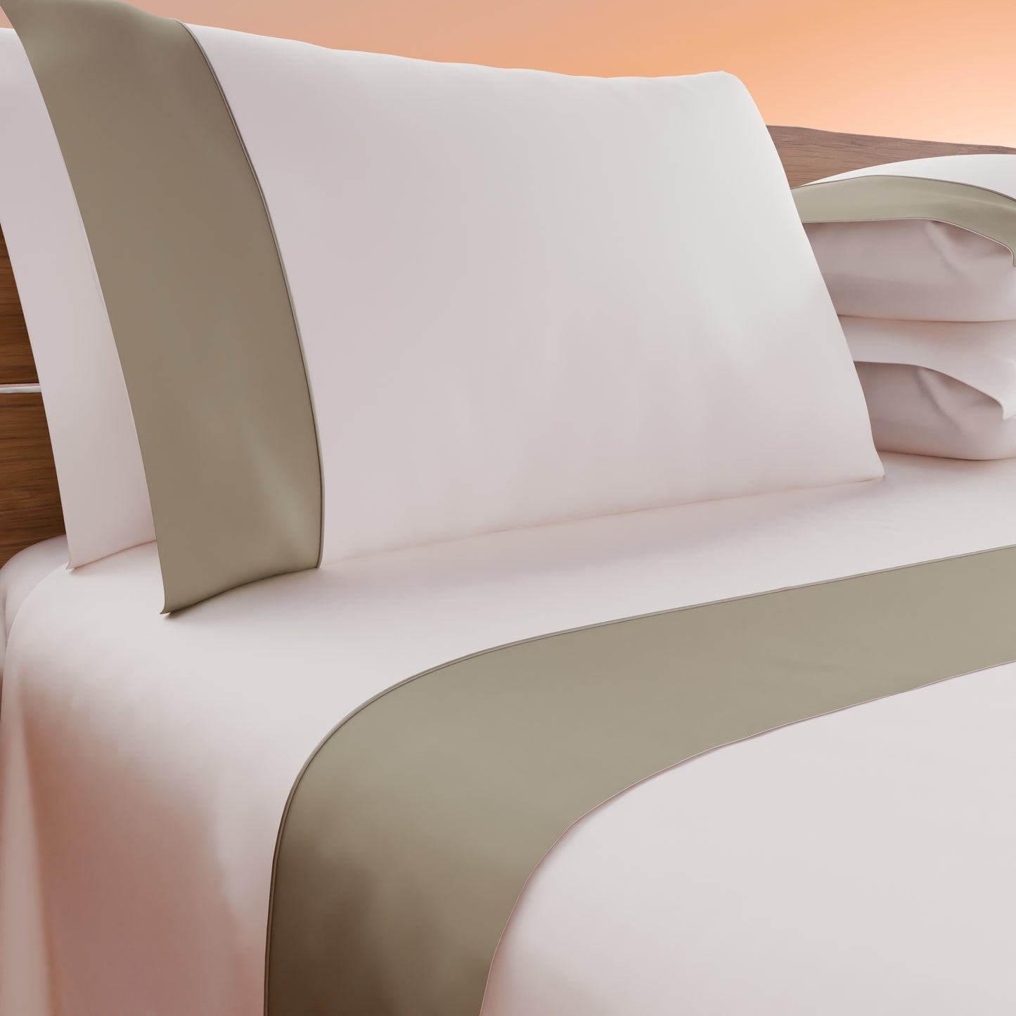Draps unis en satin de coton avec queue de rat taupe