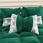 Coussin décoratif nœud en velours avec volant et dentelle rebrodée 40x50 cm, coussin de canapé émeraude By Sissy
